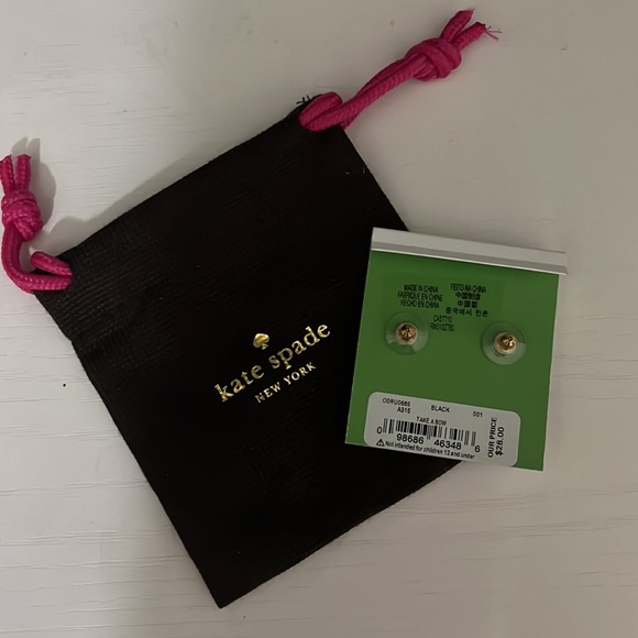 Authentic Kate Spade Black Take A Bow Stud Earrings - Picture 2 of 3
